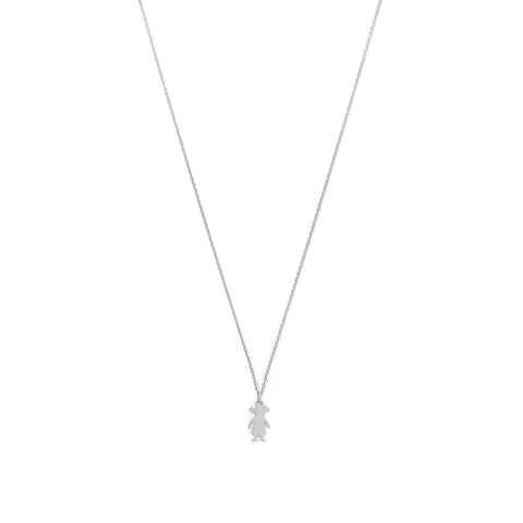 Silhouette Girl Necklace - Sterling Silver with Rhodium Plate