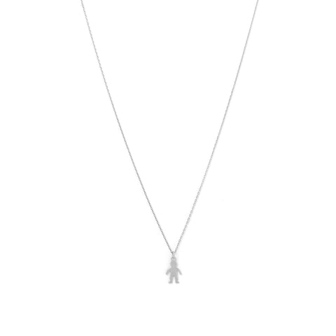 Silhouette Boy Necklace - Sterling Silver with Rhodium Plate