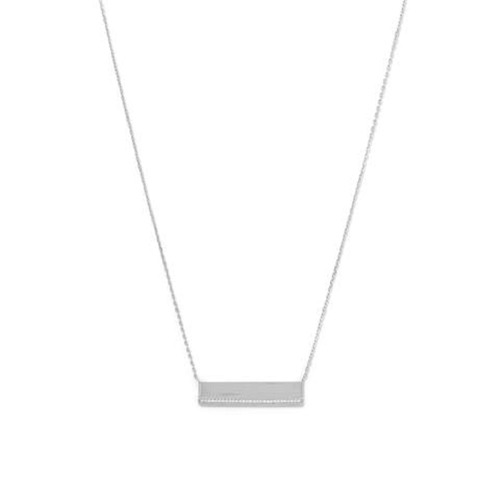 Bar Necklace Rhodium on Sterling Silver with Line of Cubic Zirconia
