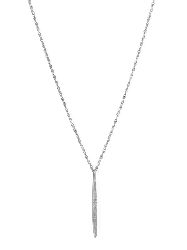 Genuine Diamond Rhodium-plated Sterling Silver Vertical Bar Necklace