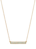 Synthetic White Opal Bar Necklace Gold-plated Sterling Silver Adjustable