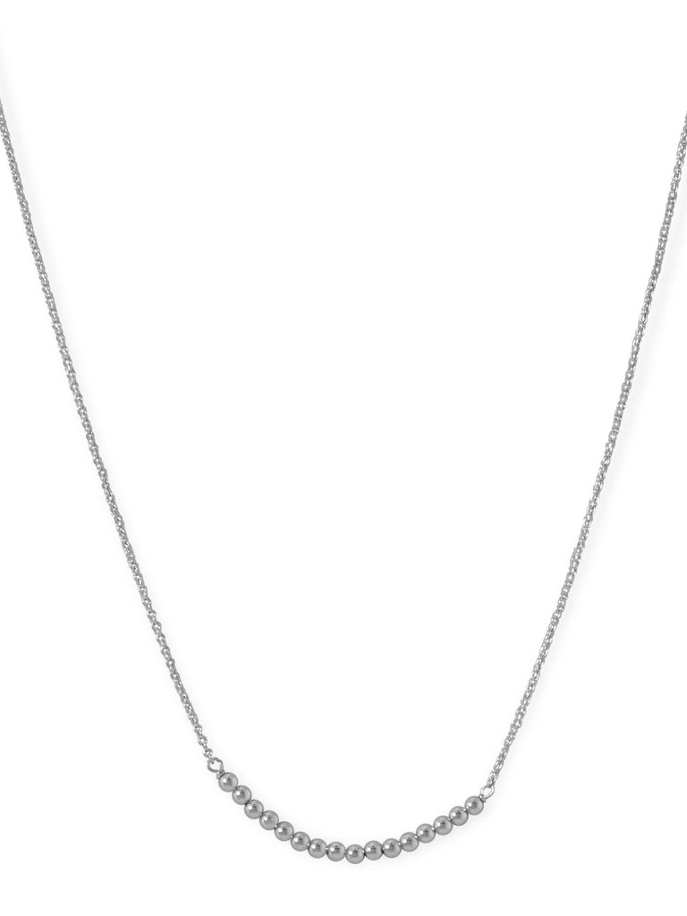 Bead Bar Necklace Rhodium-plated Sterling Silver Adjustable