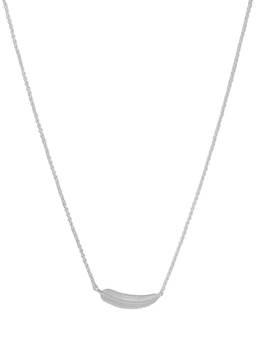 Small Sideways Feather Necklace Rhodium-plated Sterling Silver Adjustable