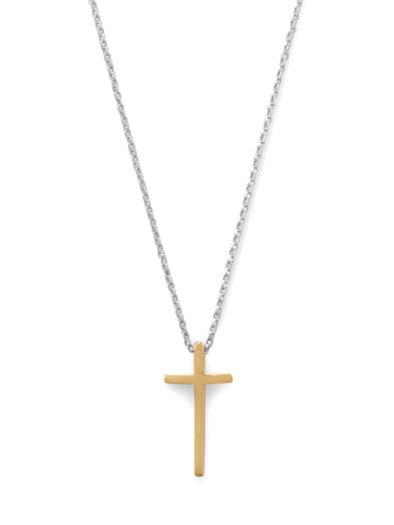 Cross Necklace Two-tone Gold-plated Sterling Silver Adjustable Length