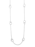 Long 32-inch Double Circle Link Necklace Rhodium on Sterling Silver
