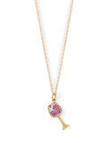 Red Wine Glass Necklace Cubic Zirconia CZ Gold-plated Sterling Silver
