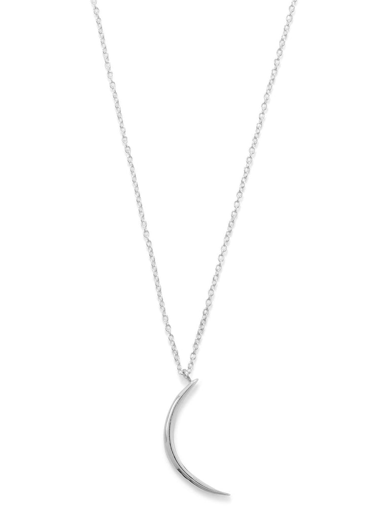 Crescent Moon Necklace Sterling Silver Polished Finish