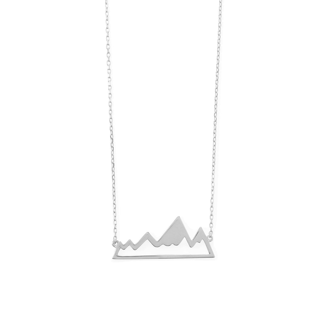 Mountain Range Necklace Rhodium on Sterling Silver Adjustable