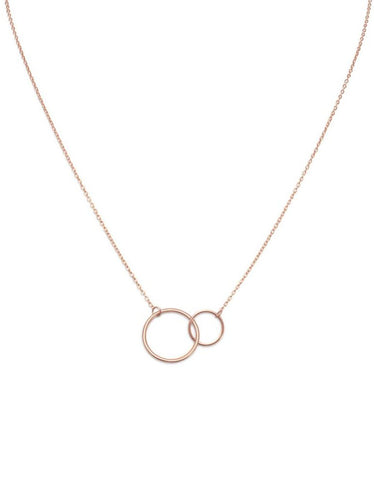 Interlocking Circles Rings Necklace Rose Gold-plated Sterling Silver