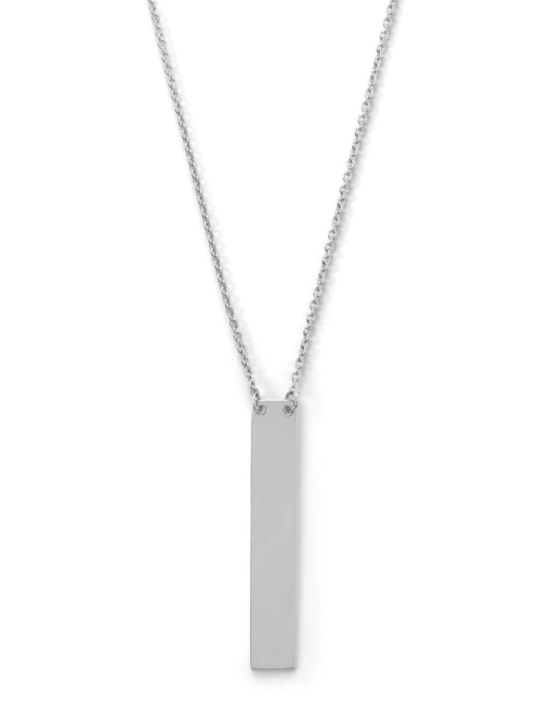 Vertical Bar Drop Necklace Engraveable Sterling Silver