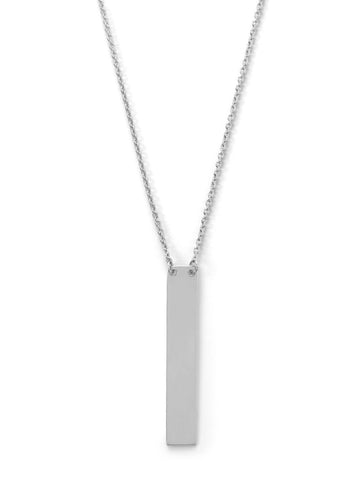 Vertical Bar Drop Necklace Engraveable Sterling Silver