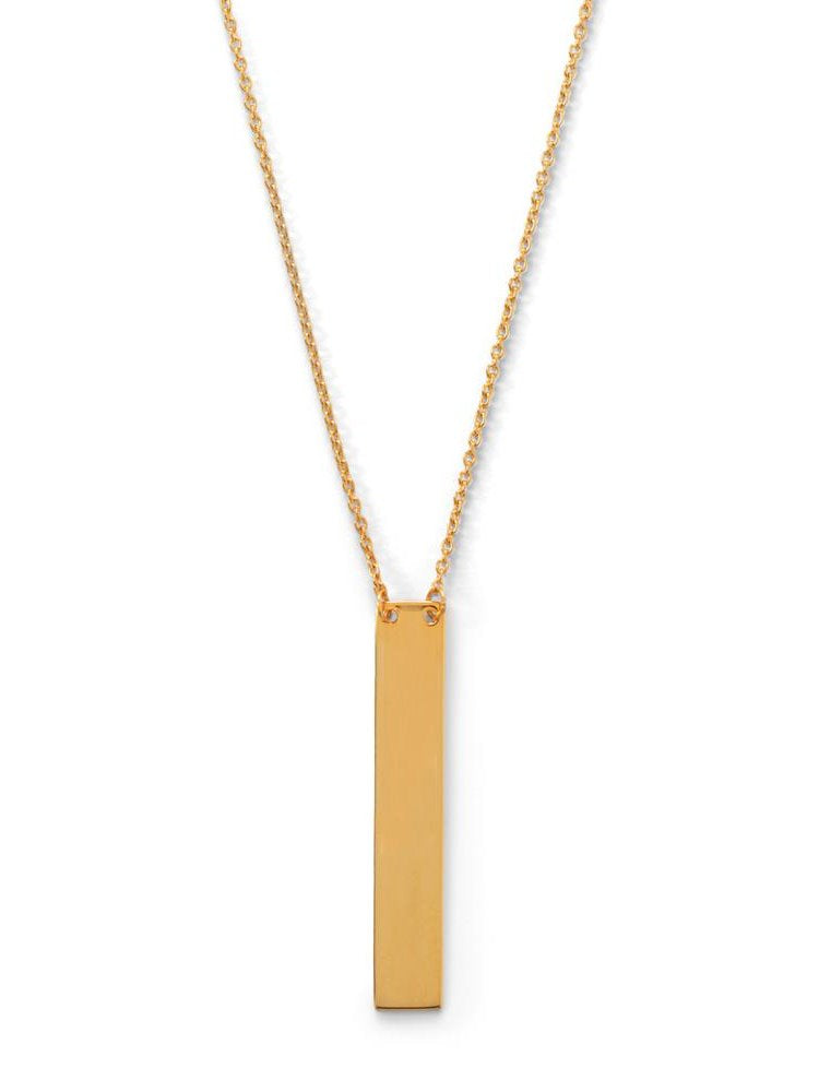 Vertical Bar Drop Necklace 14k Yellow Gold-plate on Sterling Silver
