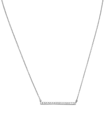 Bar Necklace with Cubic Zirconia Rhodium on Sterling Silver