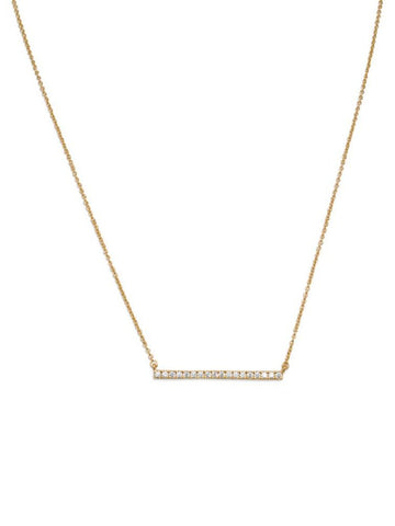 Bar Necklace with Cubic Zirconia 14k Yellow Gold-plate on Sterling Silver