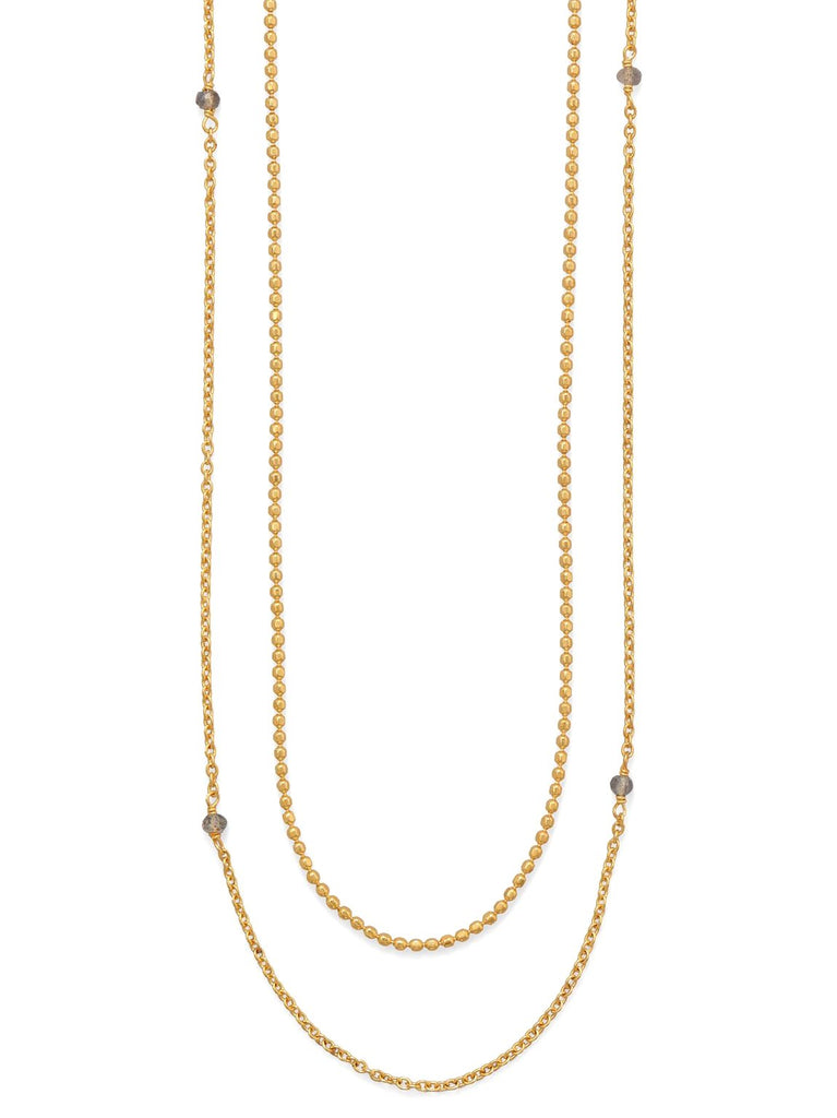 Double Strand 14k Gold-plated Labradorite Necklace 36-inch Length