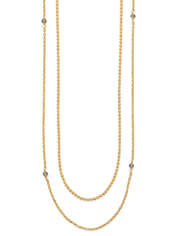 Double Strand 14k Gold-plated Labradorite Necklace 36-inch Length