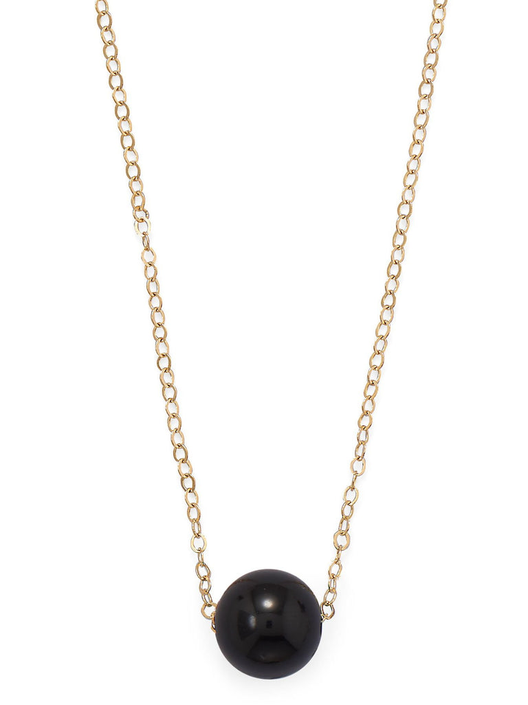 Black Onyx Single Bead Floating Necklace 14/20 Gold-filled Chain