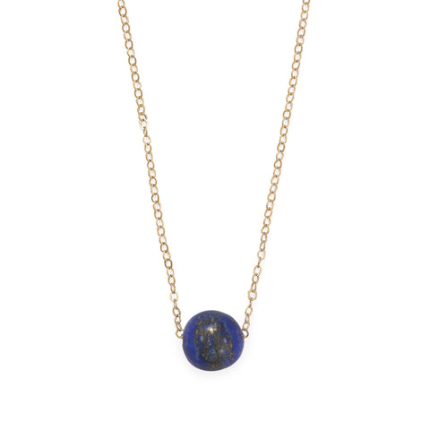 Lapis Lazuli Single Bead Floating Necklace 14/20 Gold-filled Chain