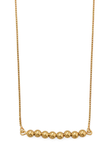 Polished Bead Bar Necklace 14k Gold-plated Sterling Silver Adjustable Box Chain