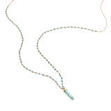 Apatite Bead and Amazonite Spike Pendant Necklace 40-inch Length