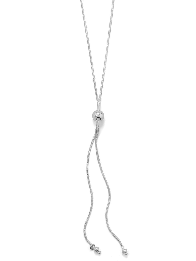 Lariat Necklace Diamond-cut Snake Chain Sterling Silver Adjustable with Slider