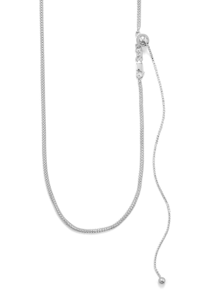 Hollow Mesh Necklace Sterling Silver Adjustable Length with Slider Bead