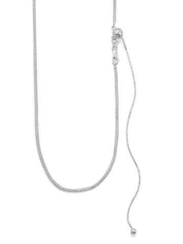 Hollow Mesh Necklace Sterling Silver Adjustable Length with Slider Bead