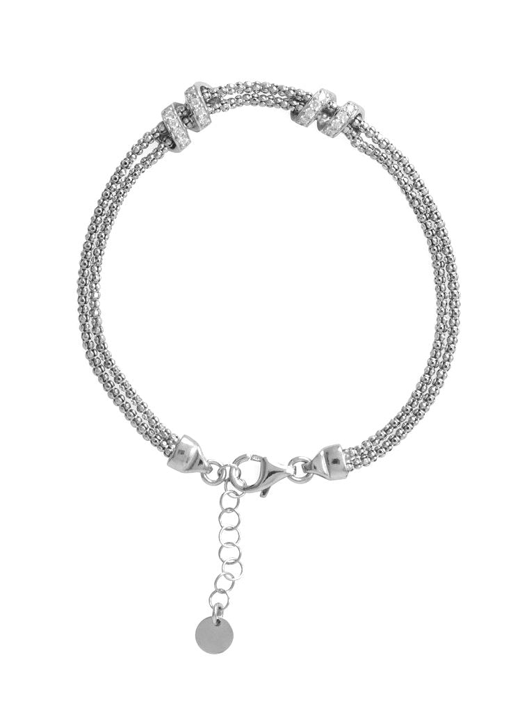 Coreana Chain Wrap Bracelet Cubic Zirconia Rhodium on Sterling Silver