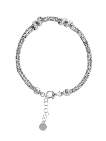 Coreana Chain Wrap Bracelet Cubic Zirconia Rhodium on Sterling Silver