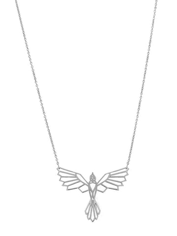 Phoenix Bird Necklace Rhodium on Sterling Silver - Nontarnish