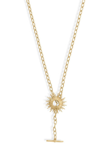 Sunburst Sun Design Toggle Necklace 14k Gold-plated Sterling Silver