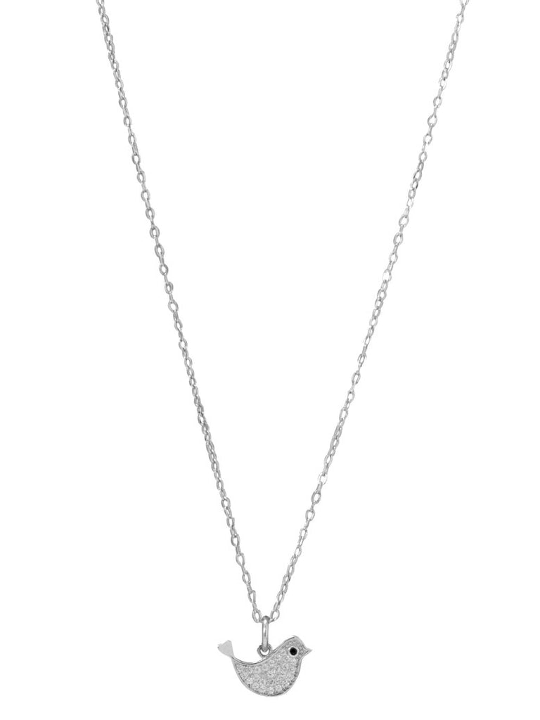 Sweet Bird Necklace with Cubic Zirconia Rhodium-plated Sterling Silver