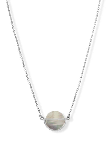 Shell Moon Necklace Rhodium on Sterling Silver Adjustable