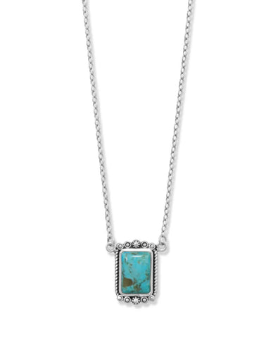 Turquoise Necklace with Rope and Bead Design Sterling Silver