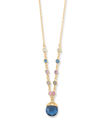 Multicolor Stone Necklace 14k Gold-plated Silver Adjustable Length