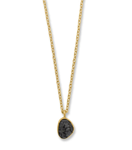 14k Gold-plated Silver Black Diamond Chip Necklace Adjustable Length