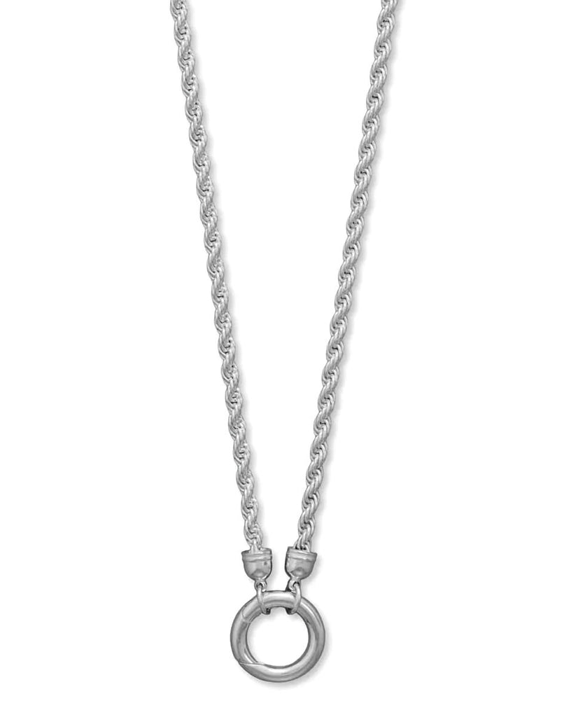 Rope Chain Necklace with Inverted Hinge Clasp Ring