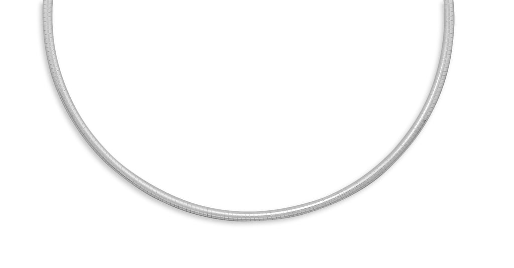 Round Omega 3mm Sterling Silver Necklace