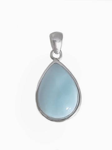 Genuine Larimar Teardrop Pendant in Sterling Silver