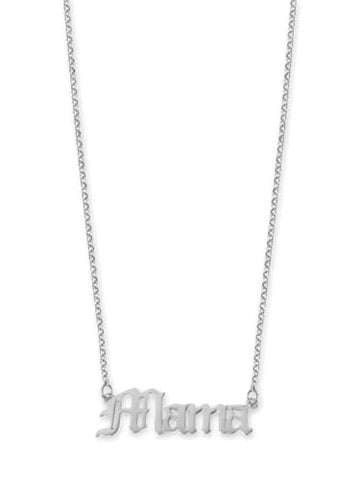 AzureBella Jewelry Mama Necklace for Mothers Rhodium Plated on Sterling Silver