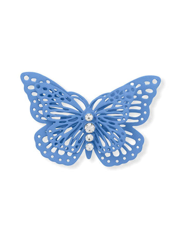 Fashion Blue Butterfly Pin with Crystals Base Metal