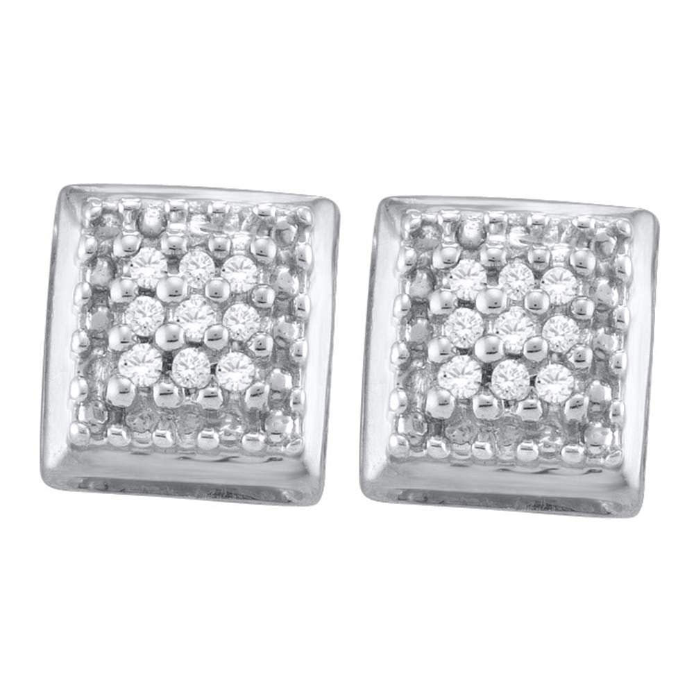 Square Stud Diamond Earrings 1/10 ctw Rhodium on Sterling Silver