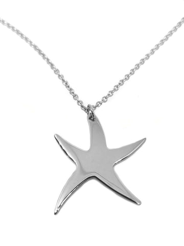 Polished Starfish Necklace Stainless Steel, 16-inch