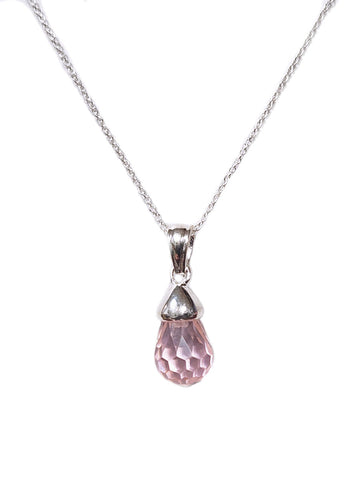 Pink Cubic Zirconia Necklace Sterling Silver