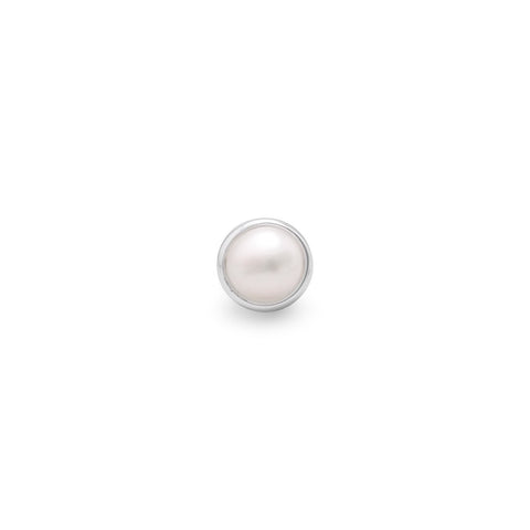 Small White Cultured Freshwater Pearl Pendant Slide Sterling Silver