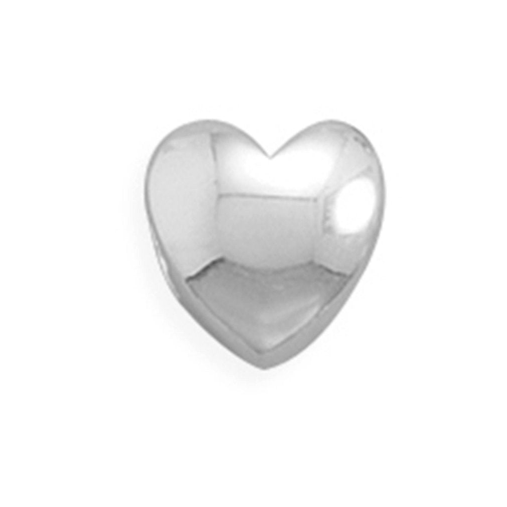Polished Heart Story Bead Slide-on Charm Sterling Silver