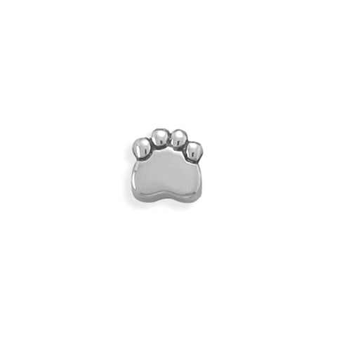 Paw Print Story Bead Slide-on Charm Sterling Silver