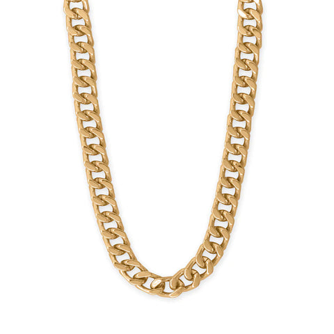 Gold Tone Curb Chain Necklace with Toggle Clasp