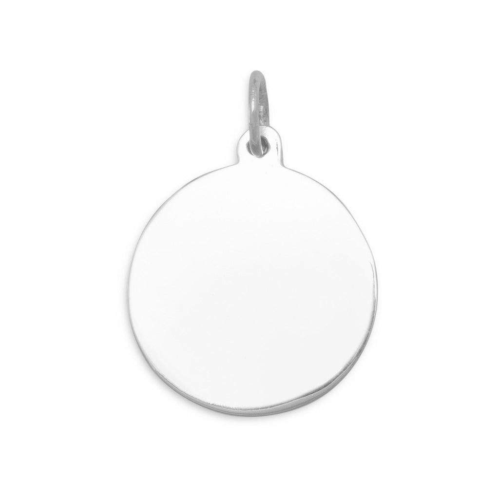 Round Engraveable Charm or Pendant Sterling Silver