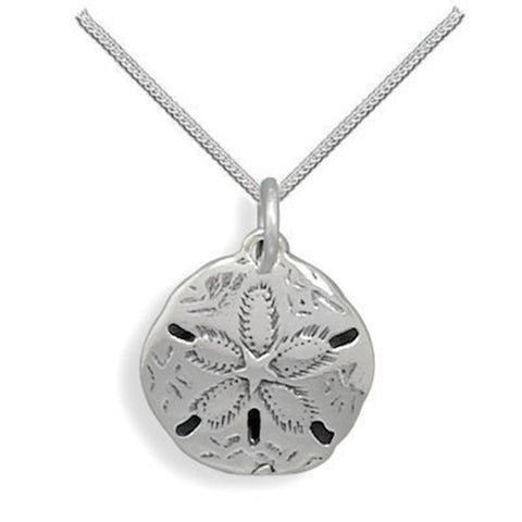 Antiqued Sand Dollar Necklace Sterling Silver